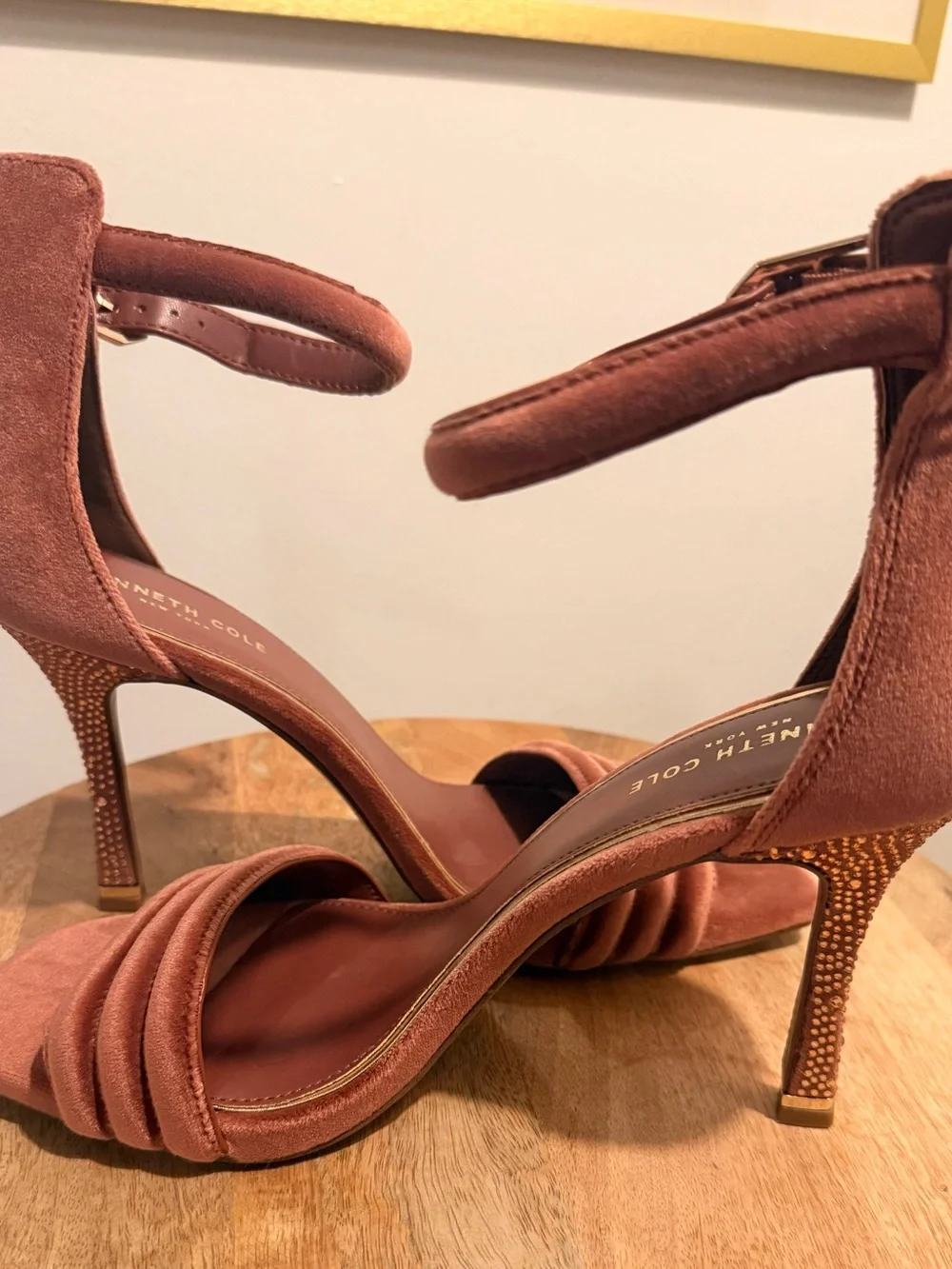 Kenneth Cole Rust (Terracotta) Velvet Ankle-Strap Heels
